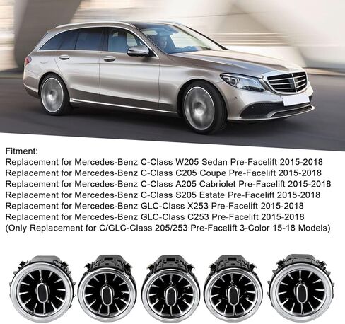 ملحقات GLC X253 ، تنفيس الهواء التوربيني ، 5pcs 3 لون (أبيض ، برتقالي ، أزرق) توربيني توربيني هو استبدال طقم الضوء Ambient Light للبنز C GLC Class W205 x253 2015-2018 in Saudi Arabia