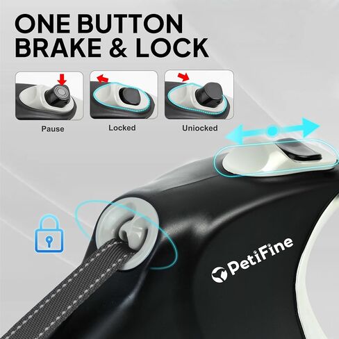 PetiFine Retractable Dog Leash,30 FT Heavy Duty Dog Walking Leash for Medium Large Dogs up to 110 lbs, Upgraded No Tangle Long Retractable Dog Leash in Saudi Arabia