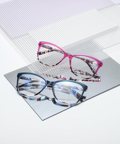 EYEURL Reading Glasses for Women,4-Pack Ultra-Light Slim Frames Blue Light Glasses,Spring Hinge Fashion Pattern Print Blue Light Readers for Women(Multicolor, 1.5x) in Kuwait
