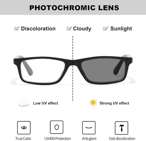Photochromic Reading Glasses Sunglasses for Women Men, UV Protection & Lightweight & Flexible Spring Hinge RG2321 in Kuwait