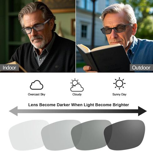 Photochromic Reading Glasses Sunglasses for Women Men, UV Protection & Lightweight & Flexible Spring Hinge RG2321 in Kuwait