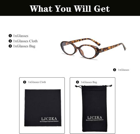 LJCZKA OVAL Blue Light Glocking Glockes for Women Men Retro Small Oval Frame Glasses Fashion Computer Gaming Eyeglasses in Saudi Arabia