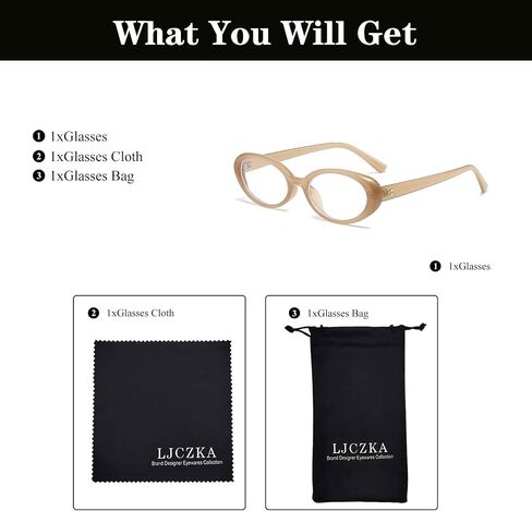 LJCZKA Oval Blue Light Blocking Glasses for Women Men Retro Small Oval Frame Glasses Fashion Computer Gaming Eyeglasses in Kuwait