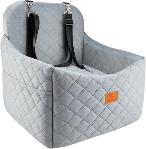 Dog Car Seats for Small Dogs, FurFrolic Memory Foam Dog Booster Seat for Small/Medium Dogs up to 35 lbs, Travel Pet Car Seat with Washable Detachable Cover, Storage Pockets, 2 Safety Belts (Gray) in Saudi Arabia