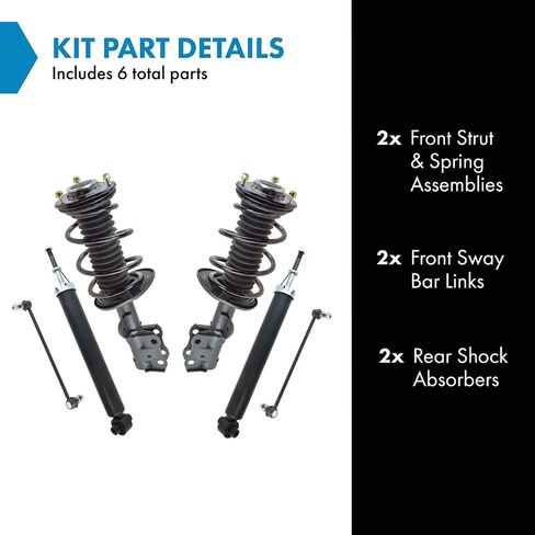 TRQ Front and Rear Suspension Kit Complete Strut & Coil Spring Assembly Shock Absorber Sway Bar Stabilizer Link Compatible with 2013-2018 Acura RDX in Saudi Arabia