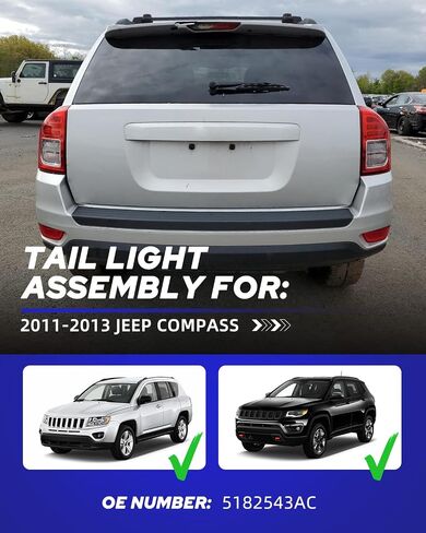 AUTOONE - For 2011 2012 2013 2014 Jeep Compass Tail Light Assembly Factory Taillights with Bulbs, Passenger Side(RH) in Saudi Arabia