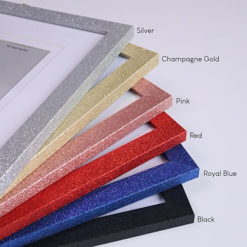 8x10 Glitter Picture Frame Set of 3, Stylish Sparkling Photo Frames with 5x7/4x6 Mat, Solid Wood and Real Glass for Tabletop or Wall Mount, Cute Home Office Decor, Pink in Saudi Arabia