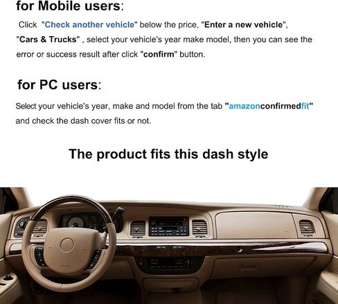 Dash Cover Mat Custom Fit for Ford Crown Victoria/Mercury Grand Marquis Dashboard Cover Pad Carpet Protector F173 (Beige) in Saudi Arabia