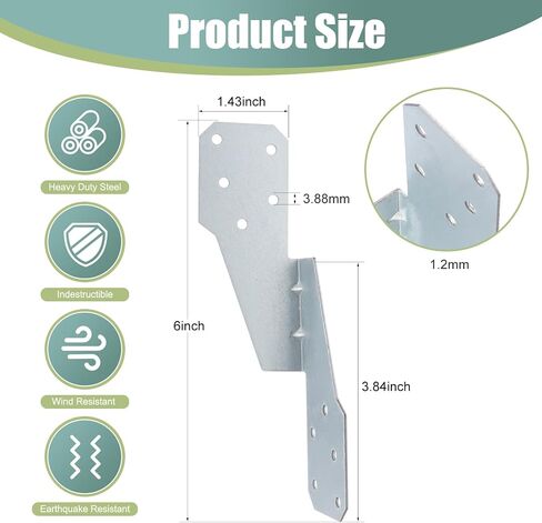 30 Pack Hurricane Straps Brackets, Heavy Duty Hurricane Ties with Black Powder-Coated, Hurricane Straps Trusses/Rafters Ties, Strong Tie Brackets Joist Hangers for Wood, Shed, Roof in Kuwait