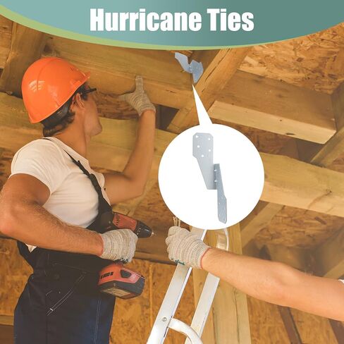 30 Pack Hurricane Straps Brackets, Heavy Duty Hurricane Ties with Black Powder-Coated, Hurricane Straps Trusses/Rafters Ties, Strong Tie Brackets Joist Hangers for Wood, Shed, Roof in Kuwait
