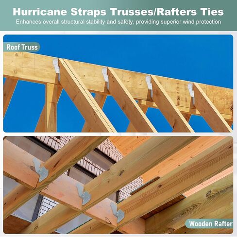 30 Pack Hurricane Straps Brackets, Heavy Duty Hurricane Ties with Black Powder-Coated, Hurricane Straps Trusses/Rafters Ties, Strong Tie Brackets Joist Hangers for Wood, Shed, Roof in Kuwait