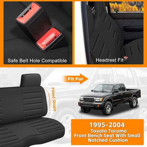 Truck Seat Cover Compatible with 1995-2004 Toyota Tacoma Front Bench Seat with Molded Headrest and Small Notched Cushion, Knitted Fabric in Kuwait