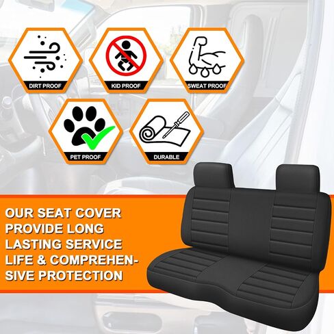 Truck Seat Cover Compatible with 1995-2004 Toyota Tacoma Front Bench Seat with Molded Headrest and Small Notched Cushion, Knitted Fabric in Kuwait