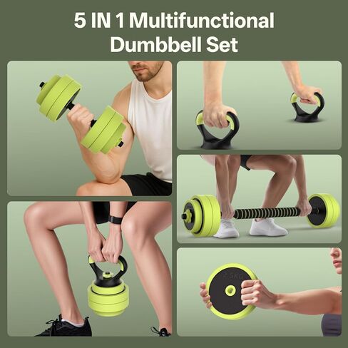 PASYOU Adjustable Dumbbells Sets, 4 in 1 Free Weight Set with Connector, Workout Weights Dumbbells Set Used as Barbell Kettlebell Push up Stand Ab Roller for Workout Gym Home Fitness in Kuwait