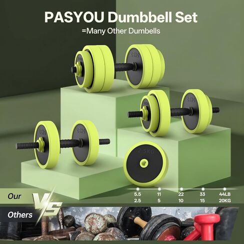 PASYOU Adjustable Dumbbells Sets, 4 in 1 Free Weight Set with Connector, Workout Weights Dumbbells Set Used as Barbell Kettlebell Push up Stand Ab Roller for Workout Gym Home Fitness in Kuwait