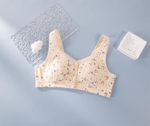 Middle-Aged Elderly Women Everyday Bras - Cotton Soft Cup Wireless Front Close Bras for Mom Grandma (32-42B/C) in Kuwait