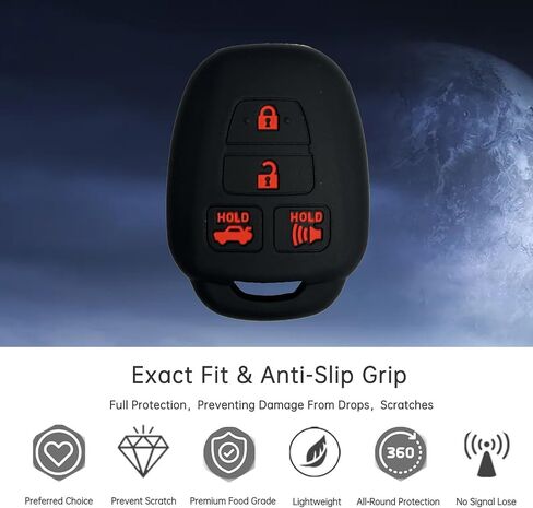 Key Fob Cover RAV4 Camry: 4 Buttons Remote Case Protector Fit for Toyota Corolla Highlander Sequoia Camry 86 Scion FRS RAV4 Camry 2012 2013 2014 2015 2016 2017 2018 2019 HYQ12BEL HYQ12BDM (Black2) in Kuwait