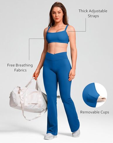 unhewee مربع الرقبة مبطنة صدرية الرياضة للنساء الأوتار القابلة للتعديل لليوغا تجريب المحصول in Kuwait