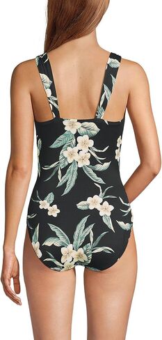 Lands' End Womens Slender Suit Grecian One Piece Swimsuit BlackBerry Regular 16 in Saudi Arabia