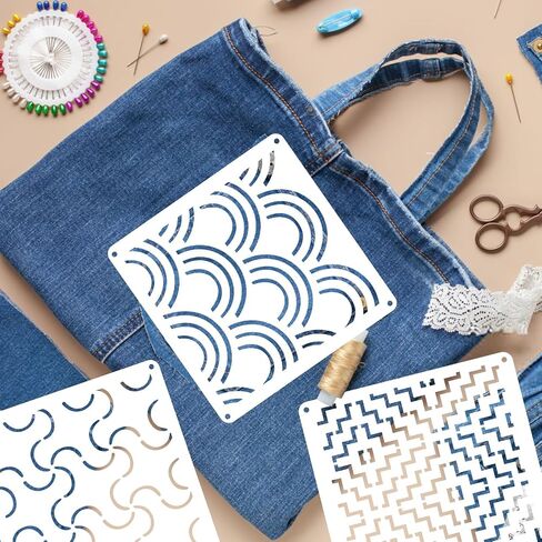 9 Pcs 8.3 x 5.9 Inch Sashiko Stencil Plastic Sashiko Patterns Template Sashiko Quilting Templates Embroidery Pattern for Sewing Hand Quilting in Saudi Arabia