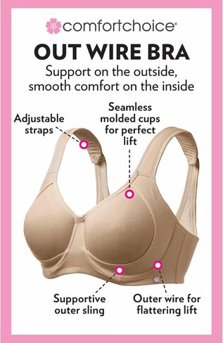 Comfort Choice Women's Plus Size Lace Out Wire Bra in Kuwait