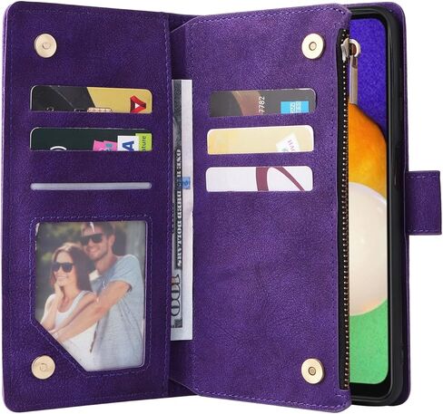 حالة Lbyzcase لـ Galaxy A14 5G (2023) مع فتحات البطاقة ، فليب فوليو متين كيكستاند إغلاق مغناطيسي من جلود محفظة محفظة معصم من الرجال سامسونج جالاكسي A14 5G (أسود) in Kuwait