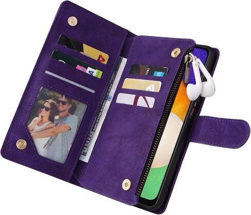 حالة Lbyzcase لـ Galaxy A14 5G (2023) مع فتحات البطاقة ، فليب فوليو متين كيكستاند إغلاق مغناطيسي من جلود محفظة محفظة معصم من الرجال سامسونج جالاكسي A14 5G (أسود) in Kuwait