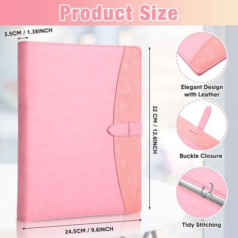 مجلد Eersida 2 PCS Padfolio Portfolio 3 Ring Binder Business Portfolio Padfolio الجلود مع مقابلة مقابلة/مؤتمر مقابلة مؤتمر للنساء/الرجال (Black ، Brown) in Kuwait