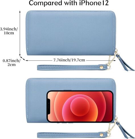 حامل بطاقة الائتمان من Badiya Womens محفظة RFLD يمنع جلود جلدية حول محافظ المعصم السعة الكبيرة in Kuwait