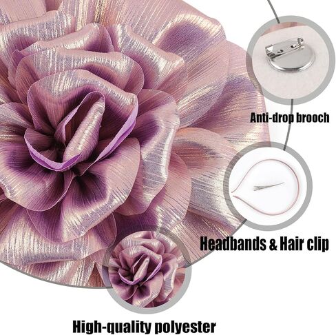LATIMOON Large Rose Flower Brooches Lapel Pins Dainty Satin Fabric Brooch Pin for Women Wedding Part Dance 2-in-1 Headbands in Kuwait