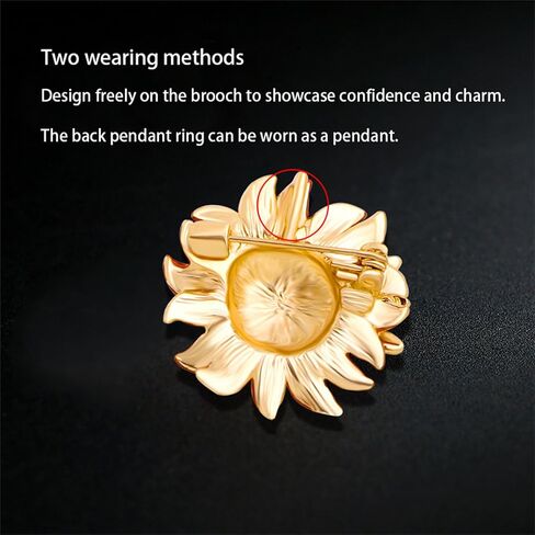 Dreuyet Sunflower Brooch Pins for Women Lady Rhinestones Crystal Brooches Handmade Retro Sunflower with Bee Brooch Pins Elegant Daisy Sun Flower Multipurpose Brooch in Saudi Arabia