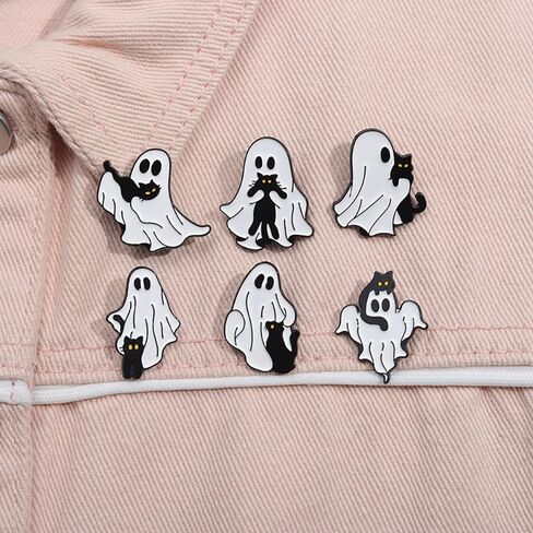 Halloween Ghost Black Cat Laple Brooch Pin for Women Girls Cartoon Boo Kitten Animal Pet Enamel Button Pins Cute Jeans Hat Jacket Backpack Badges Jewelry Gifts Holiday Festival in Saudi Arabia