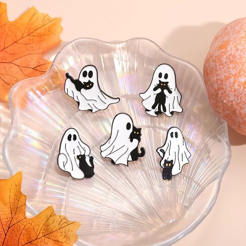 Halloween Ghost Black Cat Laple Brooch Pin for Women Girls Cartoon Boo Kitten Animal Pet Enamel Button Pins Cute Jeans Hat Jacket Backpack Badges Jewelry Gifts Holiday Festival in Saudi Arabia