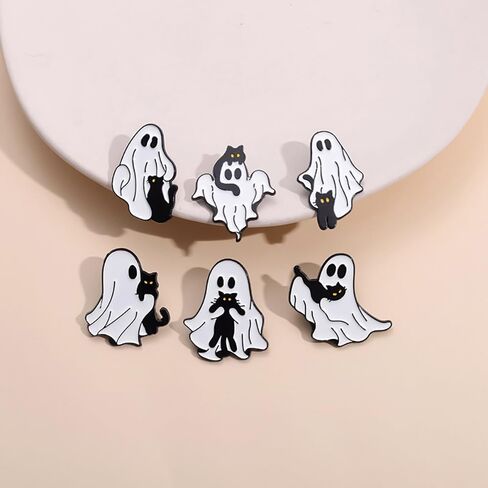 Halloween Ghost Black Cat Laple Brooch Pin for Women Girls Cartoon Boo Kitten Animal Pet Enamel Button Pins Cute Jeans Hat Jacket Backpack Badges Jewelry Gifts Holiday Festival in Saudi Arabia
