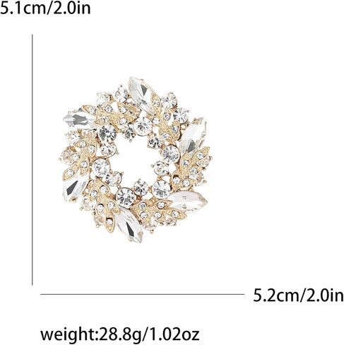 Rhinestone Flower Brooch for Women Sparkling Cubic Zirconia Wreath Brooch Pin Vintage Crystal Wheat Ear Flower Pin Elegant Clothing Hat Bag Accessories Christmas Wedding Bridal Birthday Jewelry in Kuwait