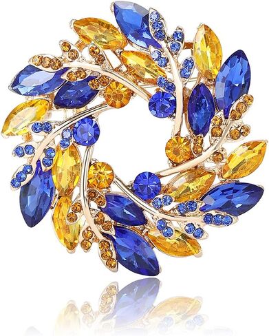 Rhinestone Flower Brooch for Women Sparkling Cubic Zirconia Wreath Brooch Pin Vintage Crystal Wheat Ear Flower Pin Elegant Clothing Hat Bag Accessories Christmas Wedding Bridal Birthday Jewelry in Kuwait