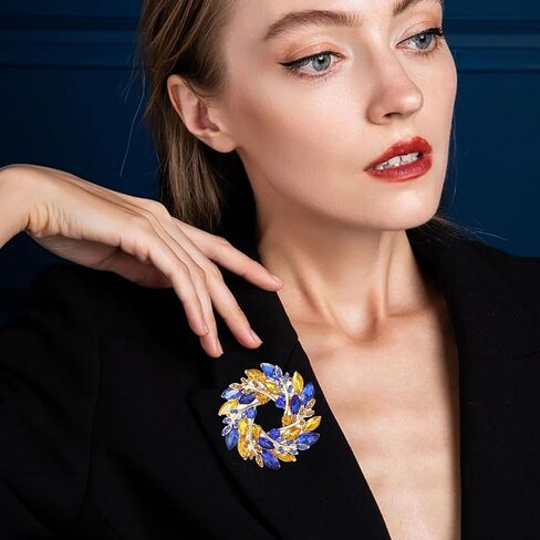 Rhinestone Flower Brooch for Women Sparkling Cubic Zirconia Wreath Brooch Pin Vintage Crystal Wheat Ear Flower Pin Elegant Clothing Hat Bag Accessories Christmas Wedding Bridal Birthday Jewelry in Kuwait