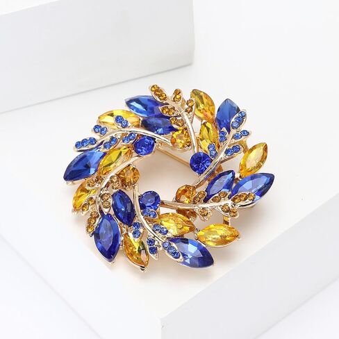 Rhinestone Flower Brooch for Women Sparkling Cubic Zirconia Wreath Brooch Pin Vintage Crystal Wheat Ear Flower Pin Elegant Clothing Hat Bag Accessories Christmas Wedding Bridal Birthday Jewelry in Kuwait