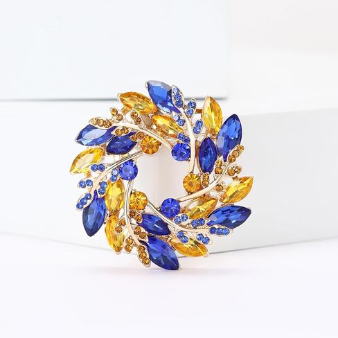 Rhinestone Flower Brooch for Women Sparkling Cubic Zirconia Wreath Brooch Pin Vintage Crystal Wheat Ear Flower Pin Elegant Clothing Hat Bag Accessories Christmas Wedding Bridal Birthday Jewelry in Kuwait