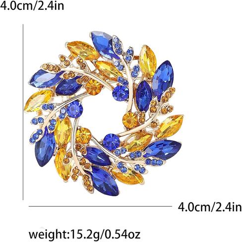 Rhinestone Flower Brooch for Women Sparkling Cubic Zirconia Wreath Brooch Pin Vintage Crystal Wheat Ear Flower Pin Elegant Clothing Hat Bag Accessories Christmas Wedding Bridal Birthday Jewelry in Kuwait