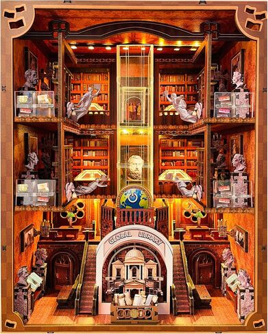 DIY Wooden Puzzle with Night Light, Miniature House Kits, Stunning Bookshelf Insert Decor, Ideal Gift for Holidays, Birthdays, and Home Library Decoration(Dinosaur Museum) in Saudi Arabia