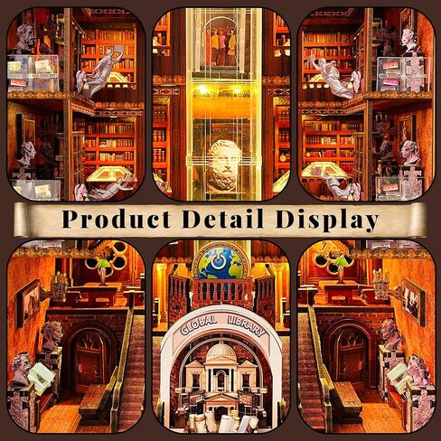 DIY Wooden Puzzle with Night Light, Miniature House Kits, Stunning Bookshelf Insert Decor, Ideal Gift for Holidays, Birthdays, and Home Library Decoration(Dinosaur Museum) in Saudi Arabia