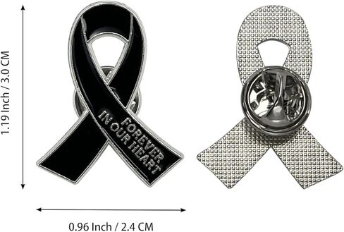 60 مجموعة دبابيس الشريط الجنازة التذكارية دبوس إلى الأبد في قلوبنا طية صدر طية دبوس بروش مع بطاقات الصلاة وأكياس الأورجانزا in Kuwait