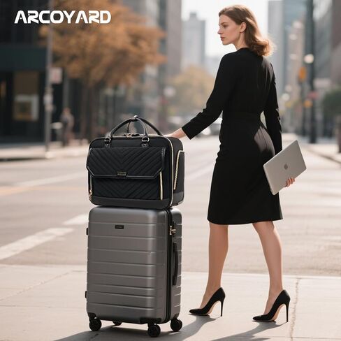 Rolling Laptop Bag, Water Resistant Briefcase for Women with Wheels, 17.3 Inch Computer Bags with Leather Handle, Roller Teacher Bag for Work Business, Flight Approved, TSA Friendly, Black in Saudi Arabia