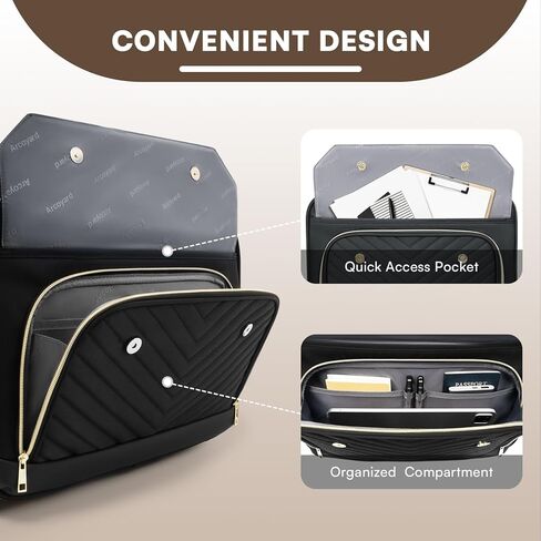 Rolling Laptop Bag, Water Resistant Briefcase for Women with Wheels, 17.3 Inch Computer Bags with Leather Handle, Roller Teacher Bag for Work Business, Flight Approved, TSA Friendly, Black in Saudi Arabia