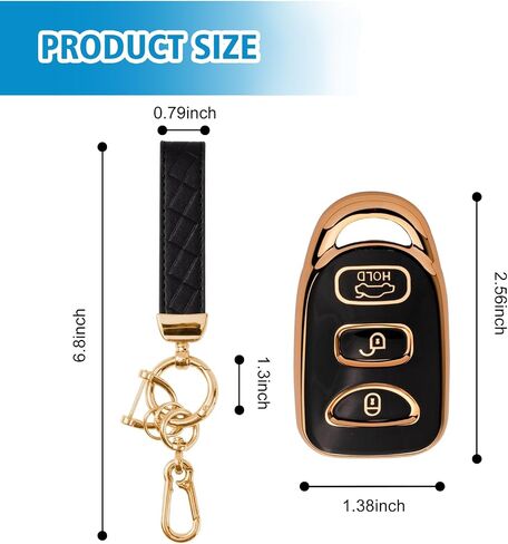 Key Fob Cover Fit for Hyundai Elantra Sonata, Car Key Case Protector Fits Kia Forte Optima Spectra (4 Buttons Black) in Saudi Arabia