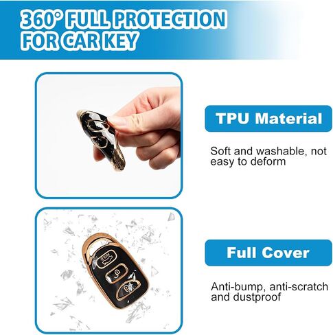 Key Fob Cover Fit for Hyundai Elantra Sonata, Car Key Case Protector Fits Kia Forte Optima Spectra (4 Buttons Black) in Saudi Arabia