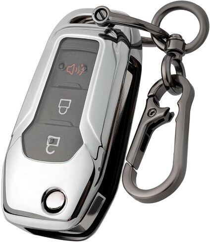 غطاء مفتاح fob for ford مع سلسلة المفاتيح ، حالة تغطية مفتاح سيارة TPU الناعمة لعام 2015-2022 فورد برونكو F-150 Escape Explorer Explorer F-250 F-350 F-350 Ranger EcoSport (Silvery) in Kuwait