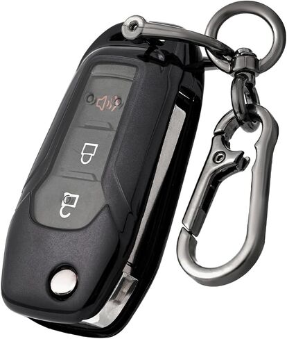 غطاء مفتاح fob for ford مع سلسلة المفاتيح ، حالة تغطية مفتاح سيارة TPU الناعمة لعام 2015-2022 فورد برونكو F-150 Escape Explorer Explorer F-250 F-350 F-350 Ranger EcoSport (Silvery) in Kuwait