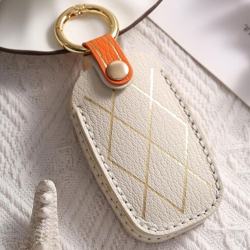 Premium Leather 7-Button Key Fob Cover Case for Genesis GV80 G80 2025, for Genesis GV60 G70 G90 2023 2024 2025 Remote Key Accessories (White) in Kuwait